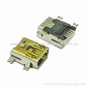 Mini USB Female Connector, B Type, SMD Type, 5 Pins